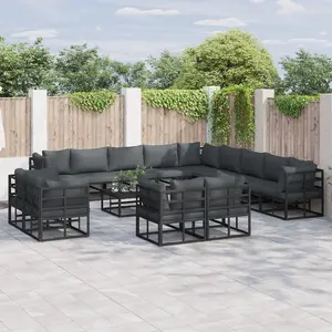 vidaXL Ensemble de canapé de jardin 13 pcs Noir 353 x 353 x 71 cm