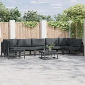 vidaXL Ensemble de canapé de jardin 8 pcs Anthracite Acier pas cher