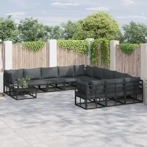 vidaXL Ensemble de canapé de jardin 12 pcs Noir 70 x 70 x 32 cm