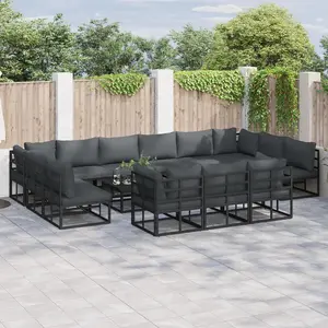 vidaXL Ensemble de canapé de jardin 13 pcs Noir 423 x 211,5 x 71 cm