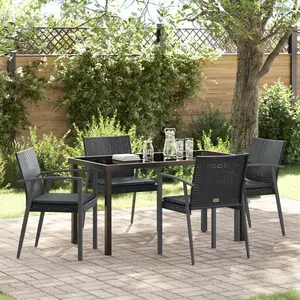 vidaXL Ensemble de salle à manger pour jardin 5 pcs Noir et gris pas cher