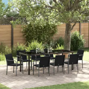 VIDAXL Ensemble De Salle À Manger De Jardin 9 Pièces Avec Des Coussins En Poly Rattan Noir pas cher