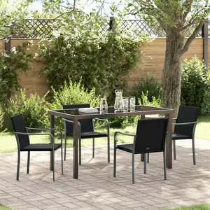 VIDAXL Ensemble De Jardin 5 Pièces Avec Coussins En Rotin Noir pas cher