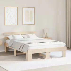 vidaXL Vidaxl Cadre De Lit Avec Tête De Lit 160x200 Cm Bois Massif Pin pas cher