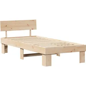 vidaXL Vidaxl Cadre De Lit Marron 90 X 190 Cm Bois De Pin Massif pas cher