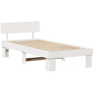 vidaXL Vidaxl Cadre De Lit Blanc 90 X 190 Cm Bois De Pin Massif pas cher