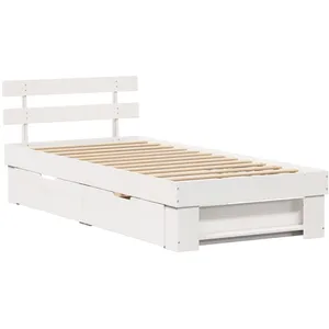 vidaXL Vidaxl Cadre De Lit Avec Tiroir Blanc 90 X 200 Cm Bois De Pin Massif pas cher