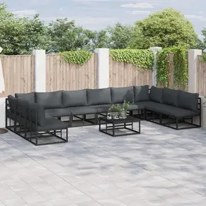 vidaXL Ensemble de canapé de jardin 11 pcs Noir 70 x 70 x 32 cm pas cher
