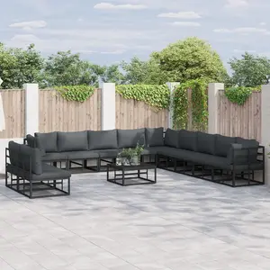 vidaXL Ensemble de canapé de jardin 11 pcs Noir 70 x 70 x 32 cm