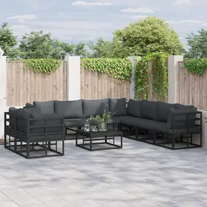 vidaXL Ensemble de canapé de jardin 10 pcs Noir 70 x 70 x 32 cm