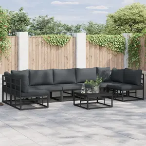 vidaXL Ensemble de canapé de jardin 7 pcs Noir 353 x 141,5 x 71 cm pas cher