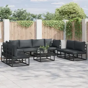 vidaXL Vidaxl Ensemble De Canapé De Jardin 9 Pcs Noir 70 X 70 X 32 Cm pas cher