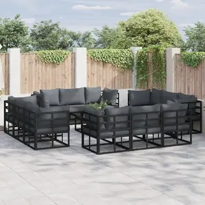 vidaXL Ensemble de canapé de jardin 13 pcs Noir 70 x 70 x 32 cm