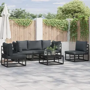 vidaXL Ensemble de canapé de jardin 5 pcs Noir 213 x 71.5 x 71 cm pas cher