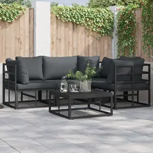 Comparateur de prix : vidaXL Ensemble de canapé de jardin 5 pcs Noir 70 x 70 x 32 cm