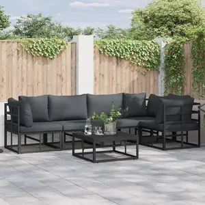 vidaXL Ensemble de canapé de jardin 6 pcs Noir 70 x 70 x 32 cm pas cher