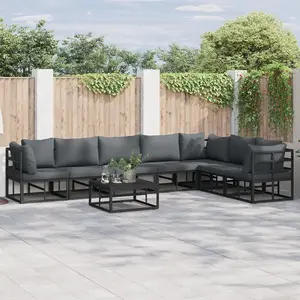 vidaXL Ensemble de canapé de jardin 7 pcs Noir 70 x 70 x 32 cm pas cher