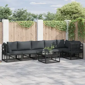 vidaXL Ensemble de canapé de jardin 7 pcs Noir 70 x 70 x 32 cm pas cher