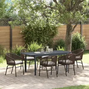 vidaXL Ensemble de salle à manger pour jardin 7 pcs Marron polyrotin pas cher