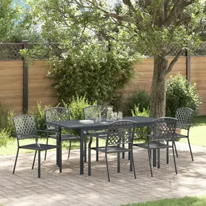 vidaXL Ensemble de salle à manger pour jardin 7 pcs Anthracite pas cher