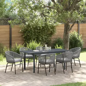 vidaXL Ensemble de salle à manger pour jardin 7 pcs Gris polyrotin pas cher