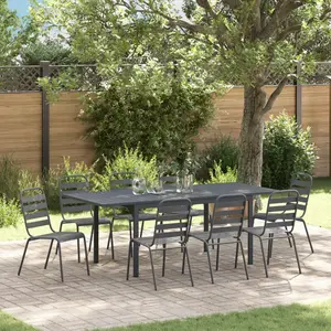 vidaXL Ensemble de salle à manger de jardin 9 pièces gris anthracite pas cher