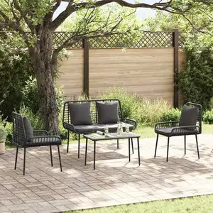VIDAXL Ensemble De Meubles De Jardin Avec Coussin Avec Oreiller 4 Pcs Marron, Noir, Crème pas cher