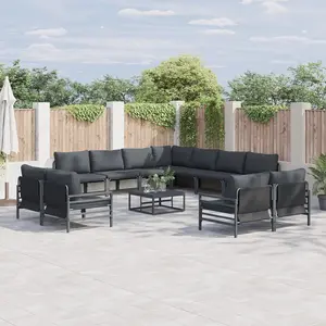 vidaXL Ensemble de canapé de jardin 11 pcs Anthracite Acier pas cher
