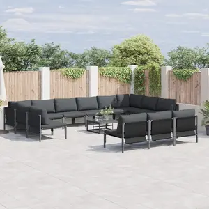 vidaXL Ensemble de canapé de jardin 14 pcs Anthracite Acier pas cher