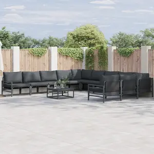 vidaXL Ensemble de canapé de jardin 11 pcs Anthracite Acier pas cher