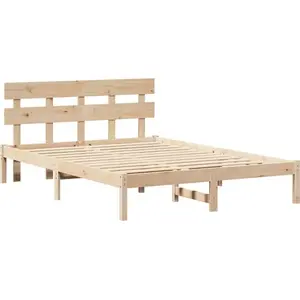 vidaXL Vidaxl Cadre De Lit Avec Tête De Lit 150x200 Cm Bois De Pin Massif pas cher