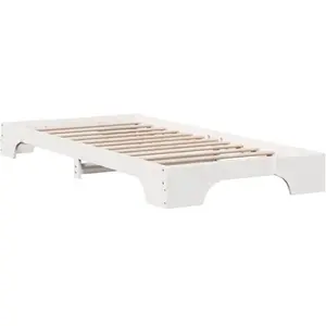 vidaXL Vidaxl Cadre De Lit Blanc Bois Massif 100 X 200 Cm Durable pas cher
