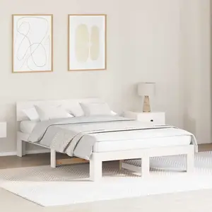 vidaXL Vidaxl Cadre De Lit Avec Tête De Lit Blanc 120x200 Cm En Bois De Pin Massif pas cher