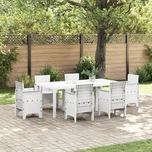 vidaXL Table De Jardin Vidaxl Blanche 200x100x73 Cm En Poly Rattan pas cher