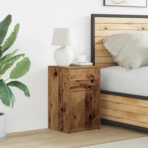 vidaXL Armoire de chevet LED avec tiroir Bois ancien 38 x 34 x 61 cm pas cher