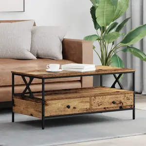 vidaXL Table basse Bois ancien 100 x 51 x 45 cm Bois d'ingénierie