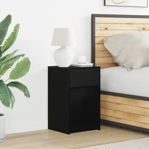 vidaXL Armoire de chevet LED avec tiroir Chêne noir 38 x 34 x 61 cm pas cher