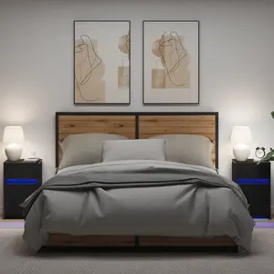 vidaXL Armoire de chevet LED 2 pcs Chêne noir 38 x 34 x 61 cm pas cher
