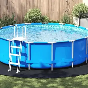 vidaXL Couverture de piscine ronde Noire Plastique Ø 500 cm pas cher