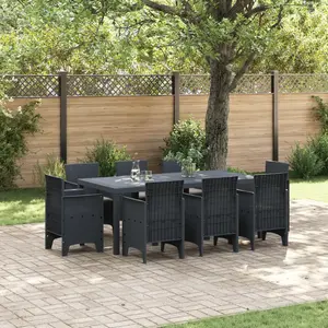 vidaXL Vidaxl Ensemble De Salle À Manger De Jardin 9 Pièces Avec Coussins Anthracite En Poly Rattan pas cher