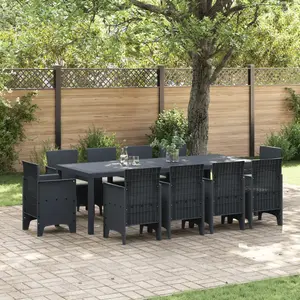 vidaXL Vidaxl Ensemble De Salle À Manger De 11 Pièces Avec Coussins Anthracite En Poly Rattan pas cher