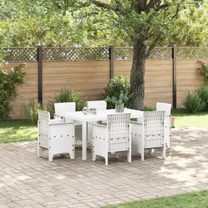 vidaXL Vidaxl Ensemble De Salle À Manger De Jardin 7 Pièces Avec Coussins Blanc Rattan Poly pas cher