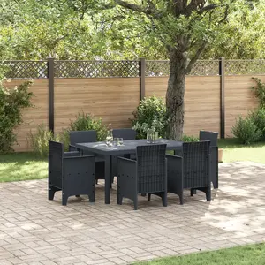 vidaXL - Tuin - Eettafel - Set - 7 - st - Antraciet - Polt - riet pas cher