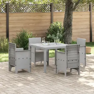 vidaXL Vidaxl Ensemble De Salle À Manger De Jardin 5 Pièces Avec Coussins Gris Clair En Poly Rotin pas cher