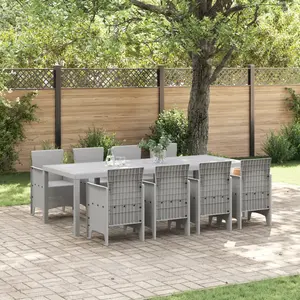 vidaXL Ensemble de salle à manger pour jardin 9 pc Blanc Polypropylène pas cher