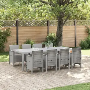 vidaXL Ensemble de Salle à Manger de Jardin 9 Pièces avec Coussins Rattan Poly Blanc de pas cher