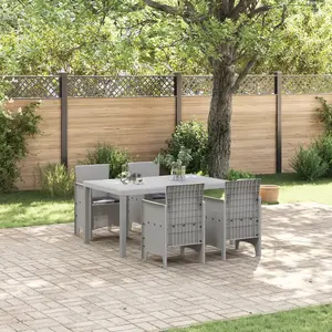 vidaXL Ensemble de 5 pièces de Salle à Manger de Jardin avec Coussin Gris Clair Rattan Poly pas cher
