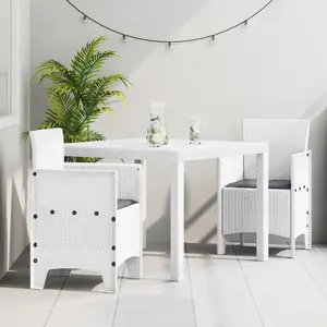 vidaXL - Tuin - Eettafel - Set - 3 - pcs - Wit - Polypropyleen pas cher