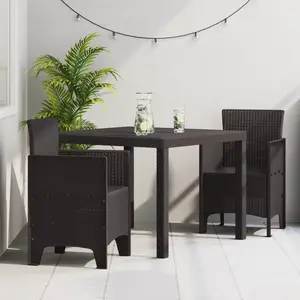 vidaXL - Tuin - Eettafel - Set - 3 - pcs - Bruin - Polypropyleen pas cher