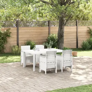 vidaXL Vidaxl Ensemble De Salle À Manger De Jardin De 5 Pièces Blanches Poly Rattan pas cher
